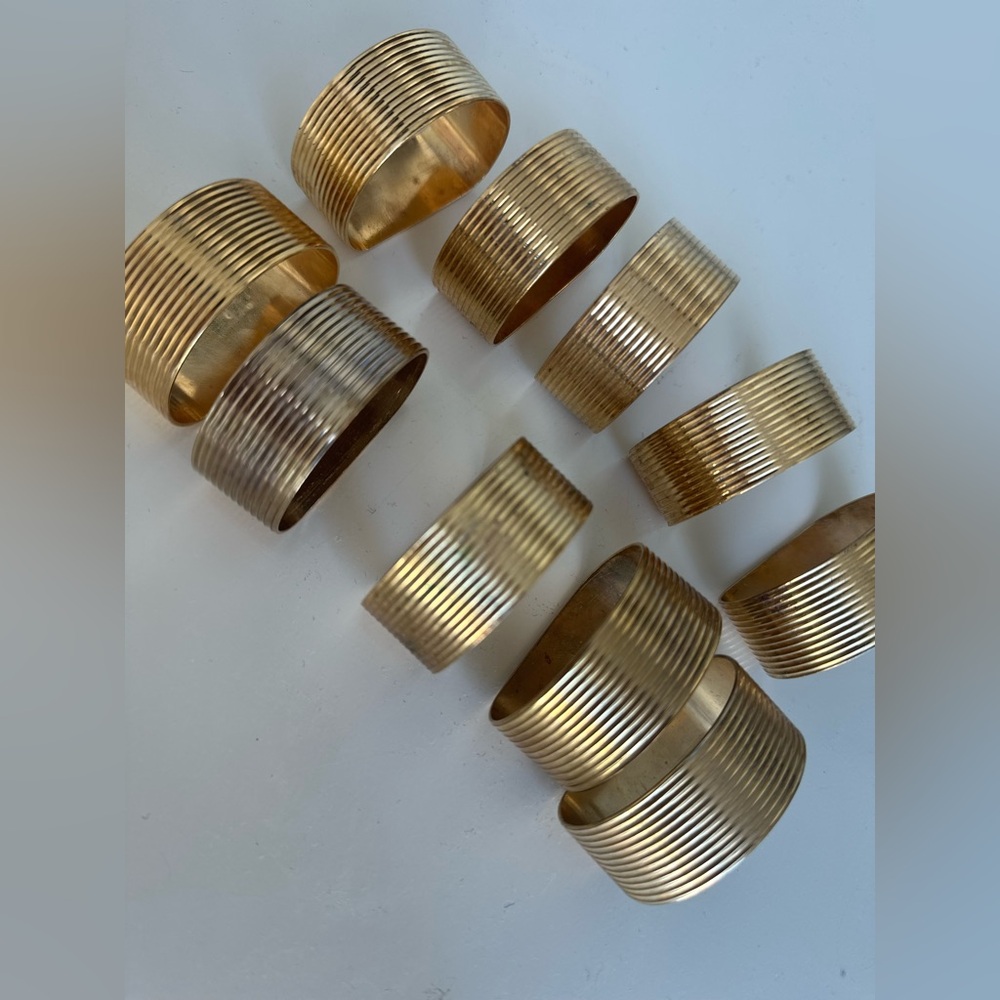 Set of 10 Brass Vintage Dansk D shaped Napkin Rings